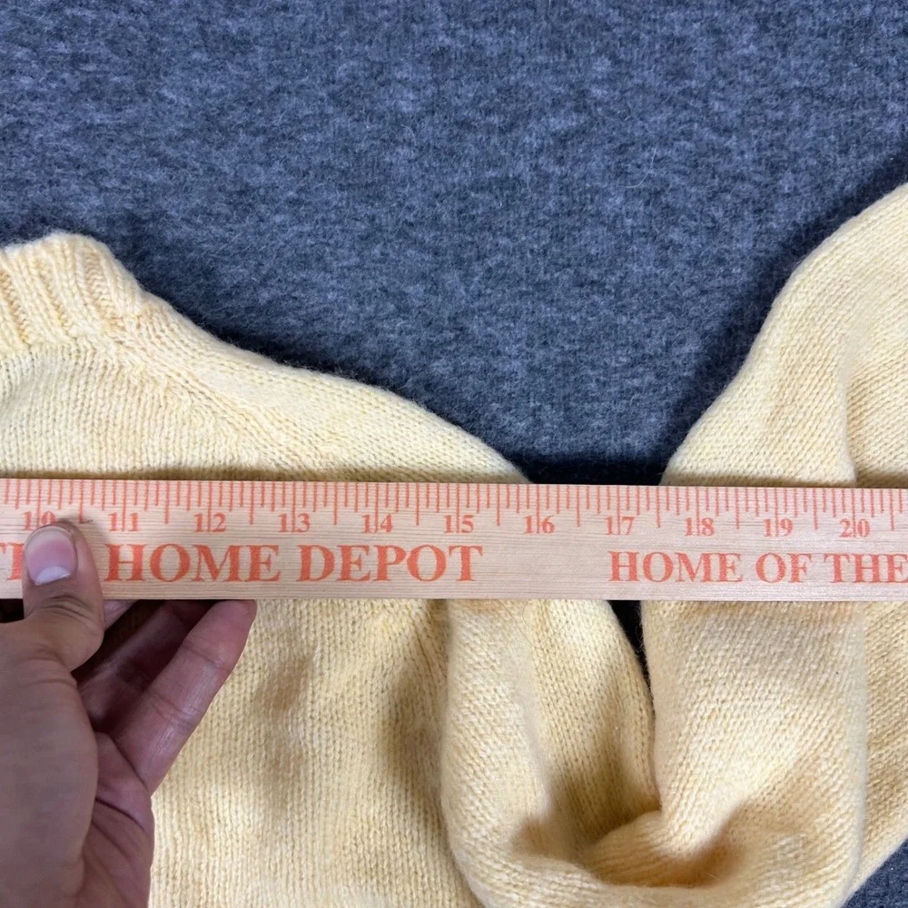 Vintage 90s Lands End Crewneck Sweater Small Yellow Shetland Wool United Kingdom
